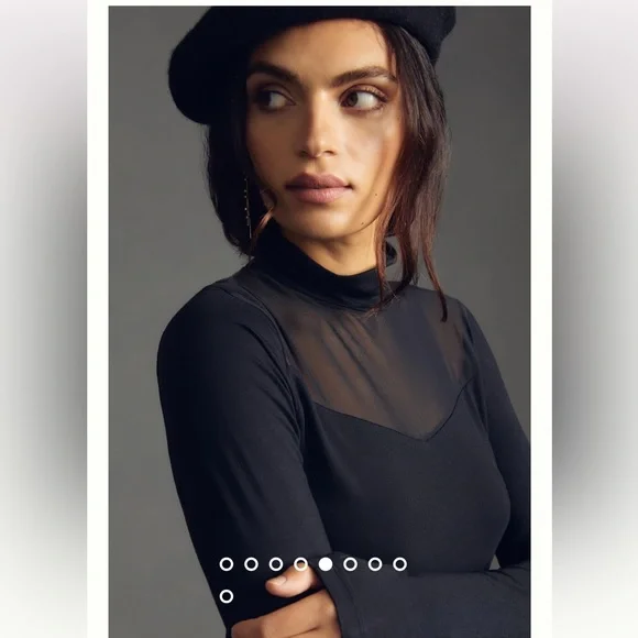 By Anthropologie Sheer Turtleneck Top - Picture 3 of 16